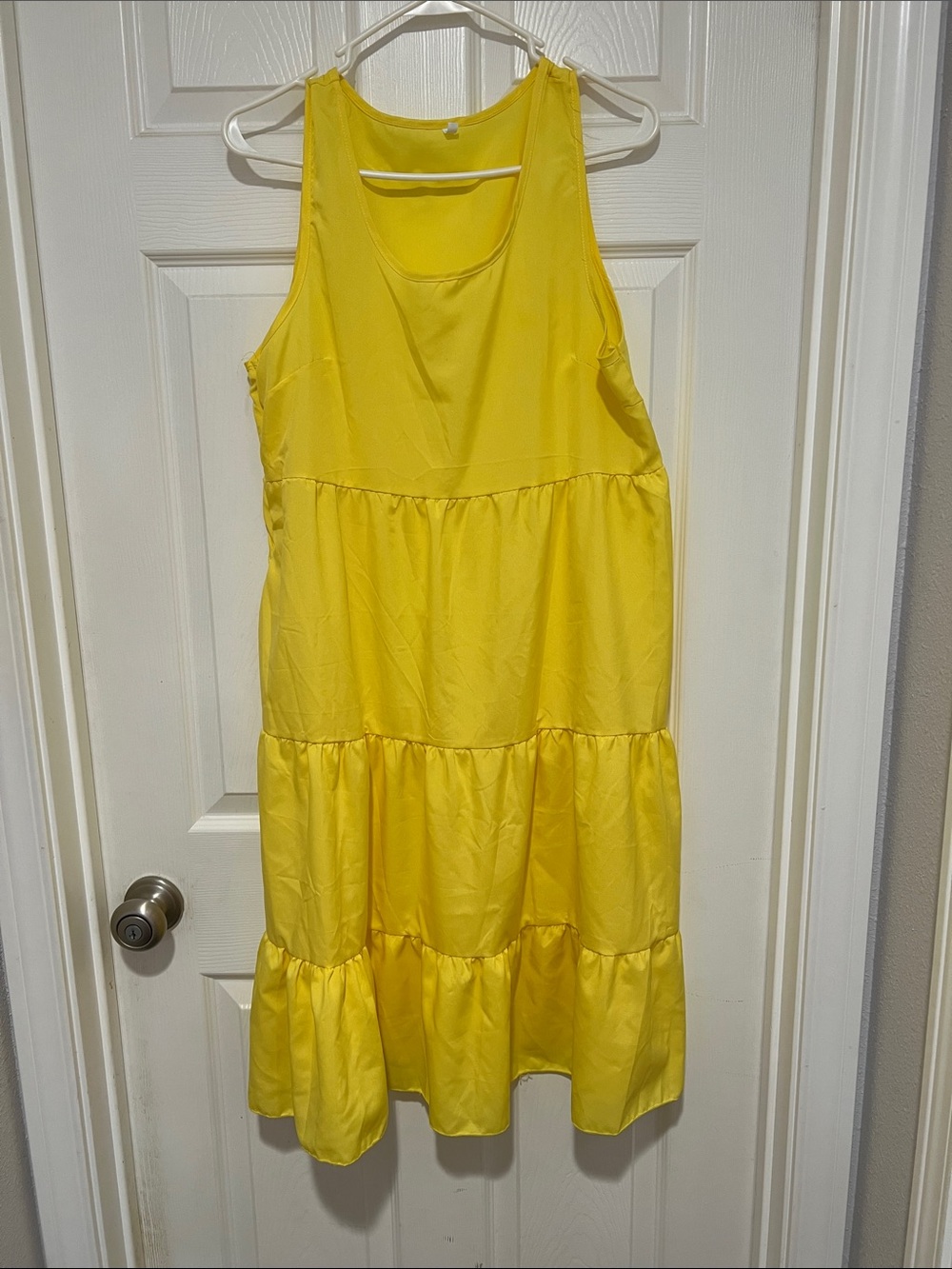 Bright Yellow Tiered Sleeveless Dress
